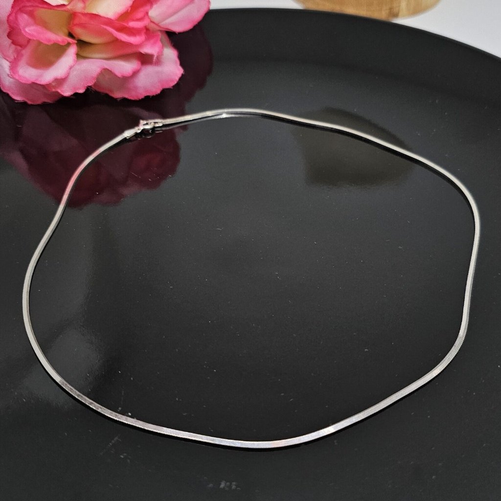 Fas 925 Sterling Silver Shiny Chain Necklace 18" Long Italy